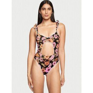 VICTORIA'S SECRET SWIM Ruffle One-Piece cheeky Swimsuit w/ Crochet cut out S